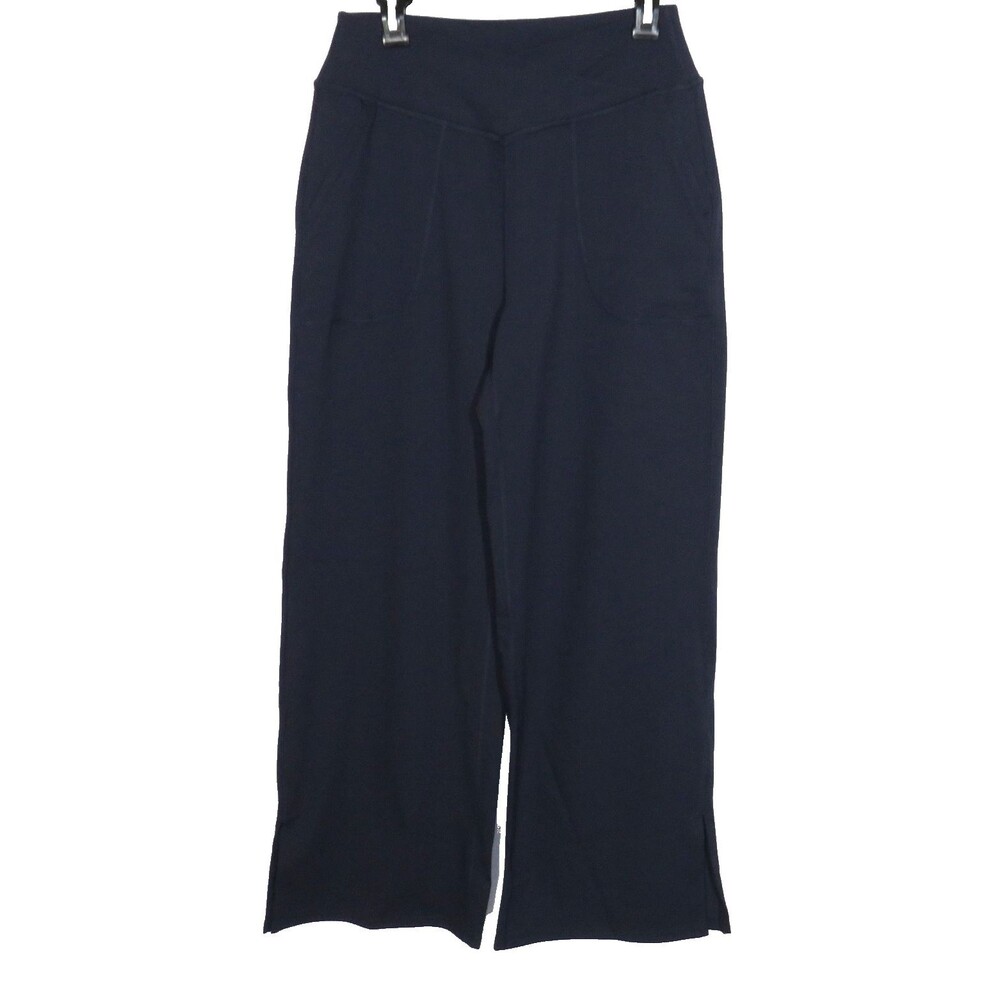 Halara Navy Crossover Wide Leg Split Ankle Active Yoga Pants Size Large - Picture 2 of 11